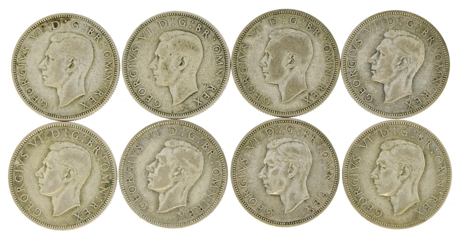 Eight George VI two shillings, 1938 - 1945, 89.6g - Bild 3 aus 4