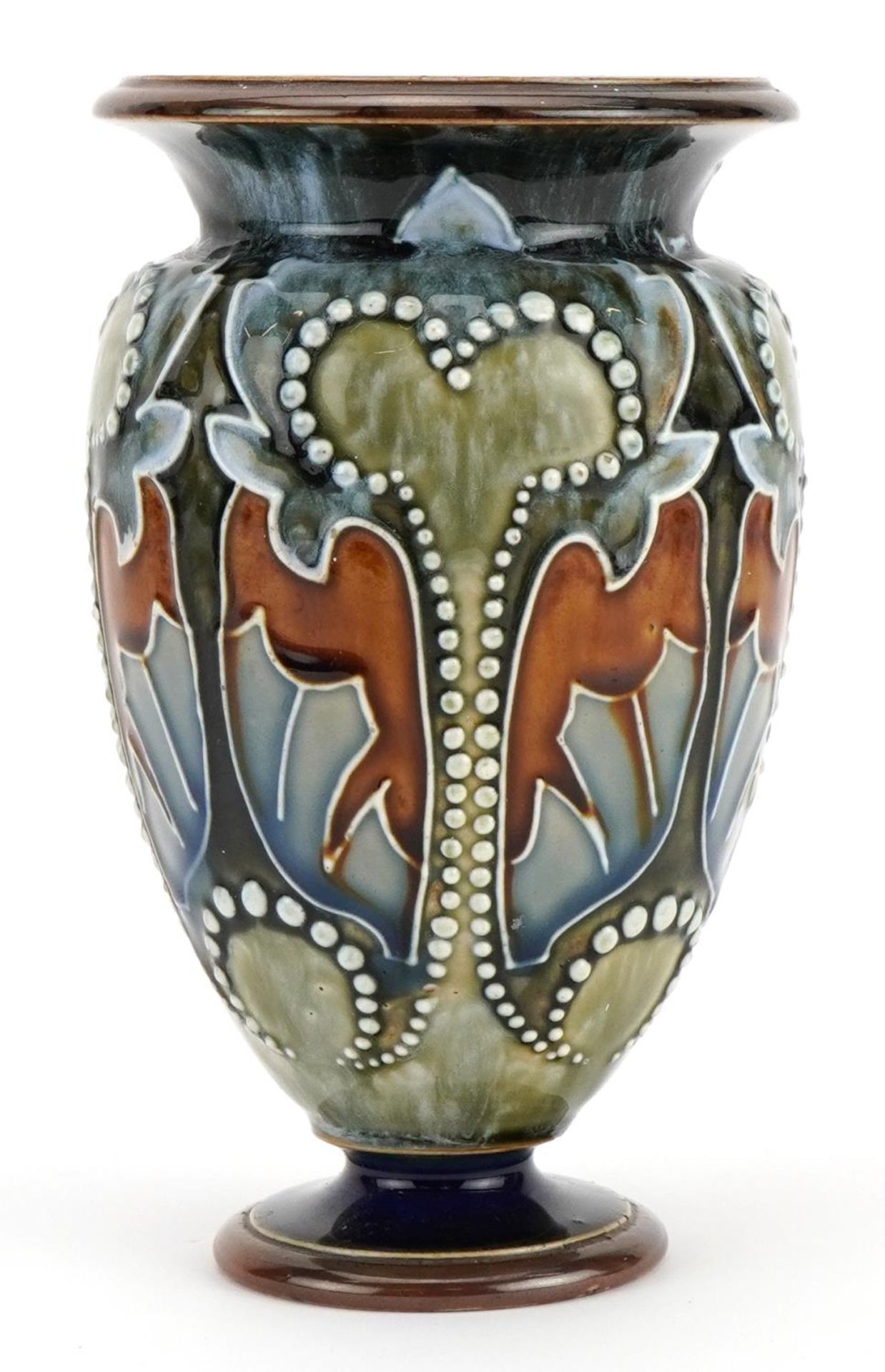 Frank Barlow for Royal Doulton, Art Nouveau stoneware vase hand painted with flowers, 16.5cm high - Image 2 of 4