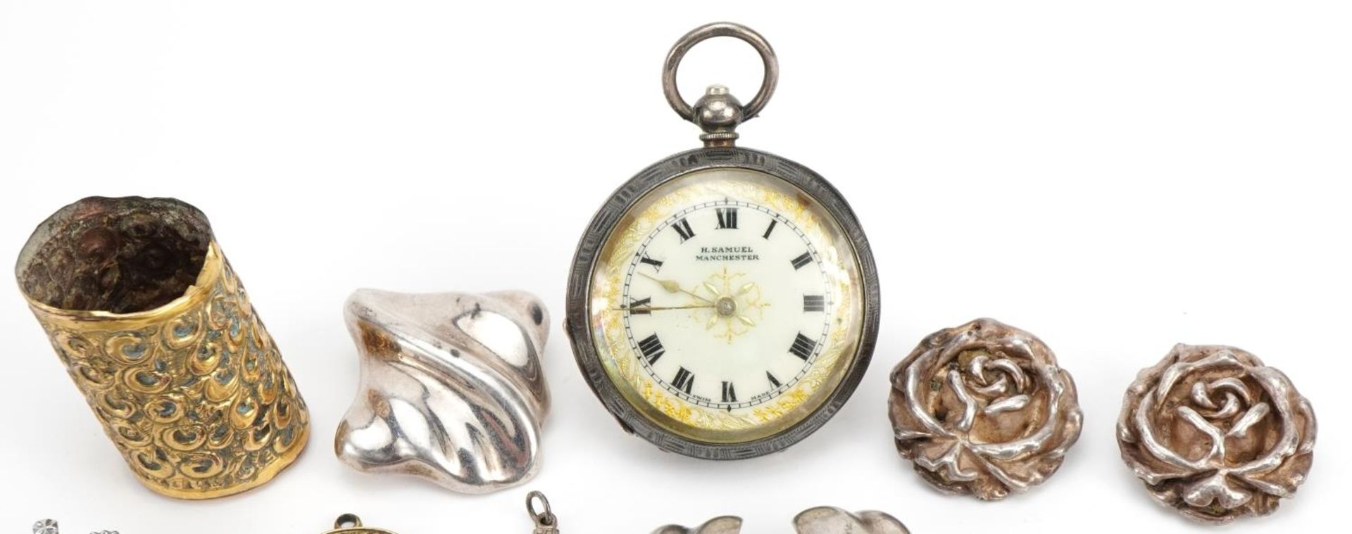 Antique and later jewellery and objects including R Samuel silver open face pocket watch with - Image 2 of 5