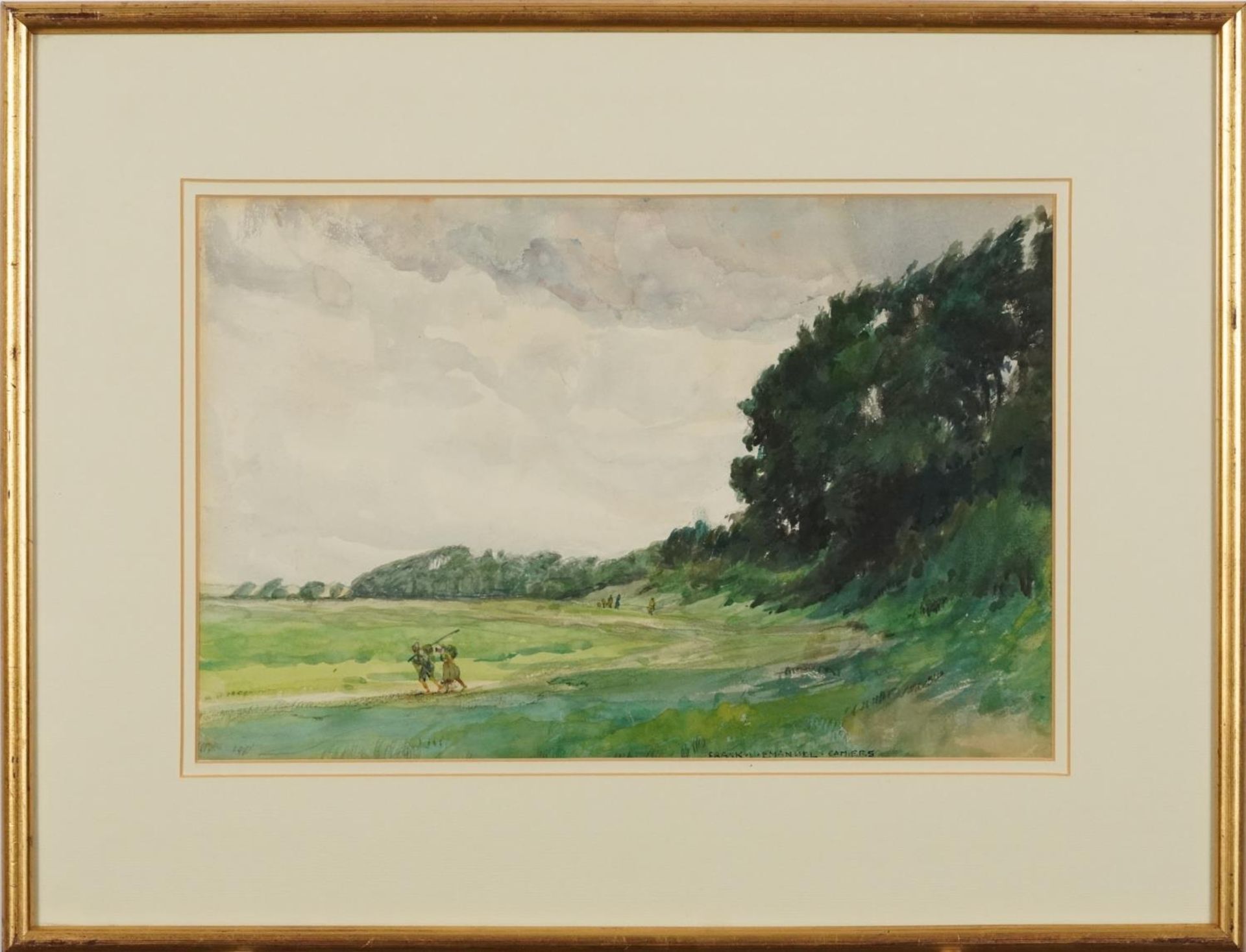 Frank Lewis Emanuel - Camiers, French signed watercolour, mounted, framed and glazed, 34.5cm x - Image 2 of 4