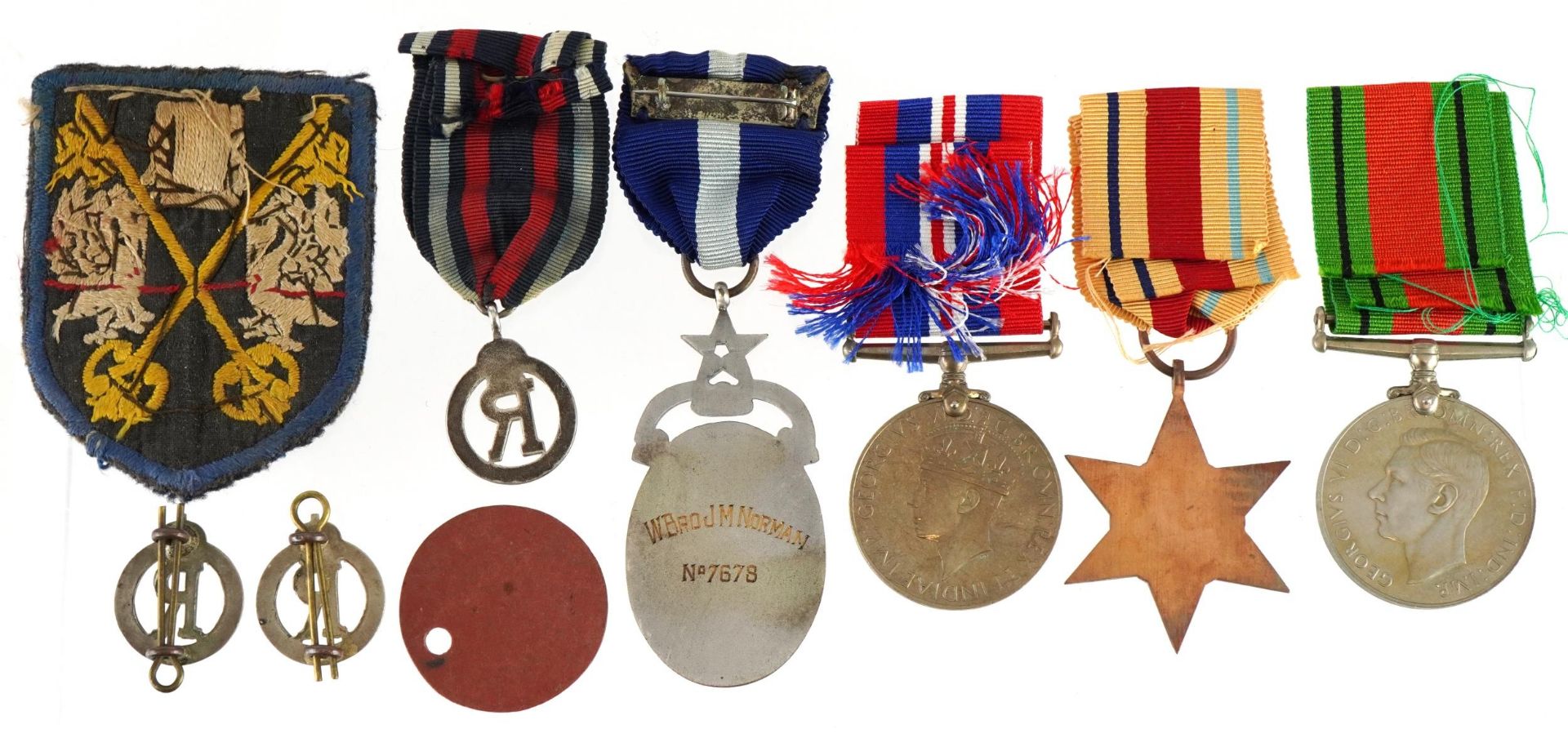 British military World War II medal group including masonic medal awarded to W Bro J M Norman, three - Image 3 of 3