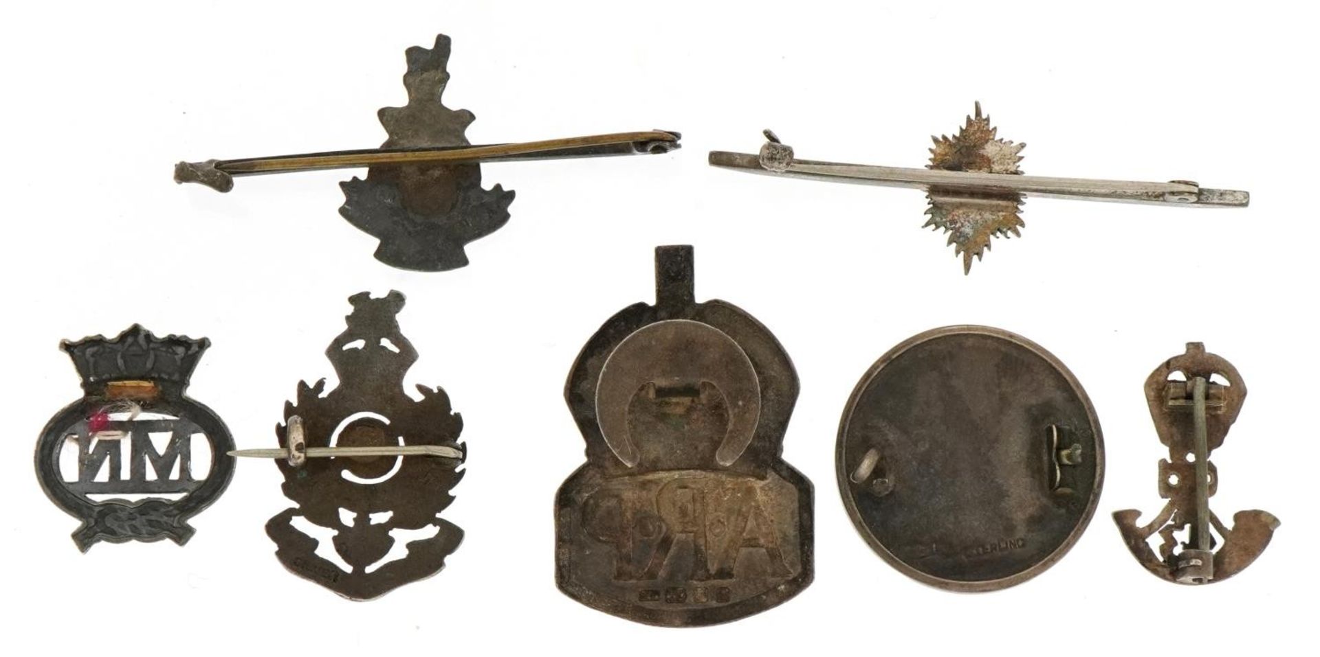 Military and naval interest silver brooches and lapels including tortoiseshell Royal Engineers, - Image 4 of 4