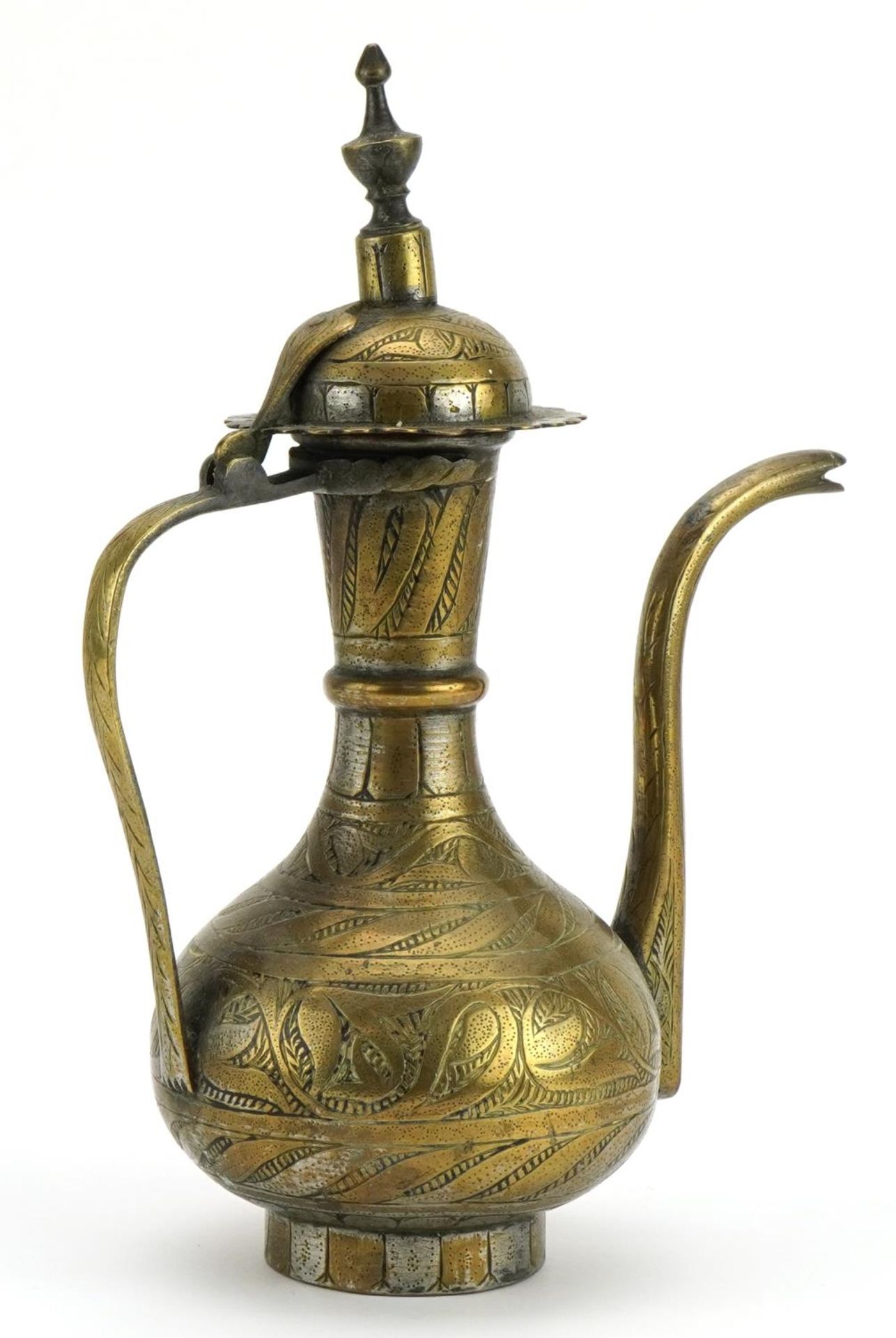 Turkish brass coffee pot engraved with flowers, 26.5cm high - Bild 2 aus 3