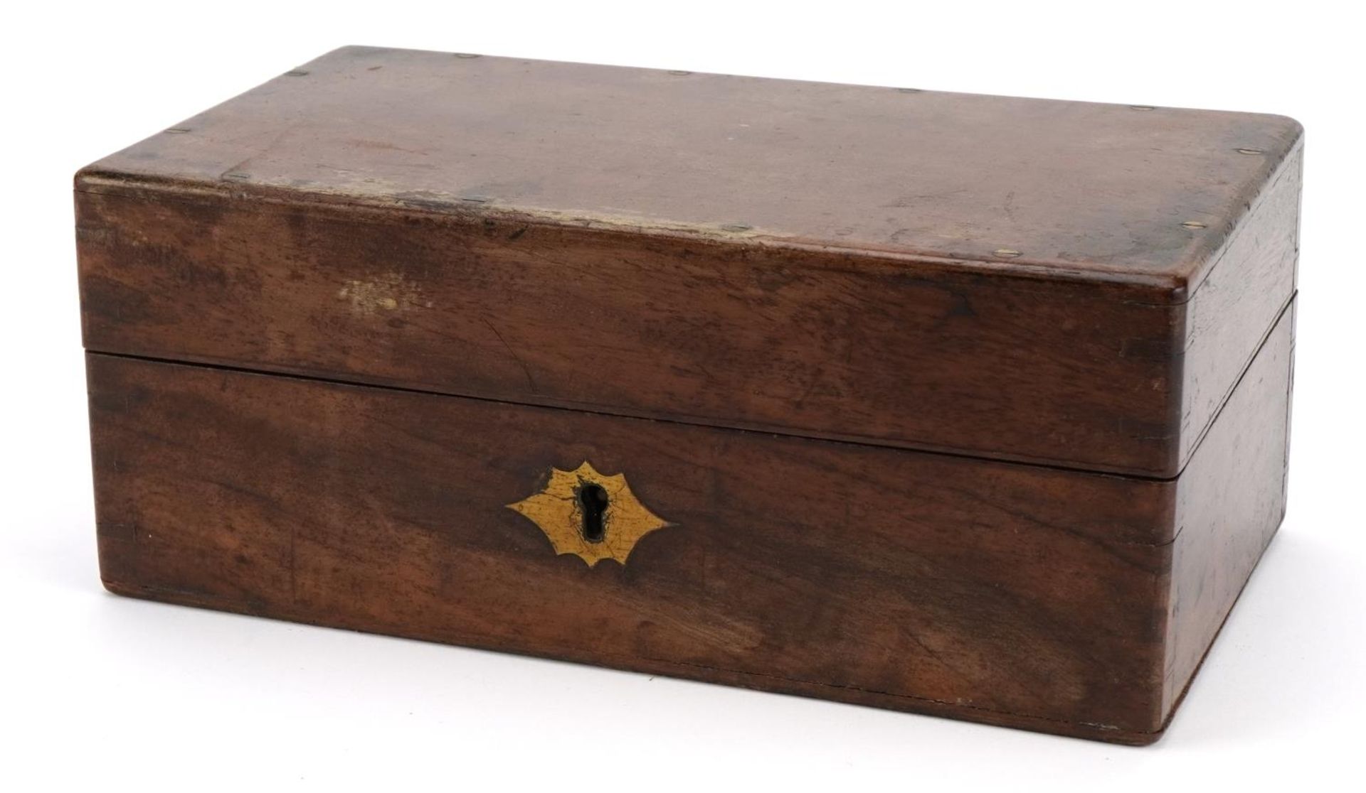 Victorian mahogany apothecary box with glass bottles with leather lining and impressed By - Image 4 of 5