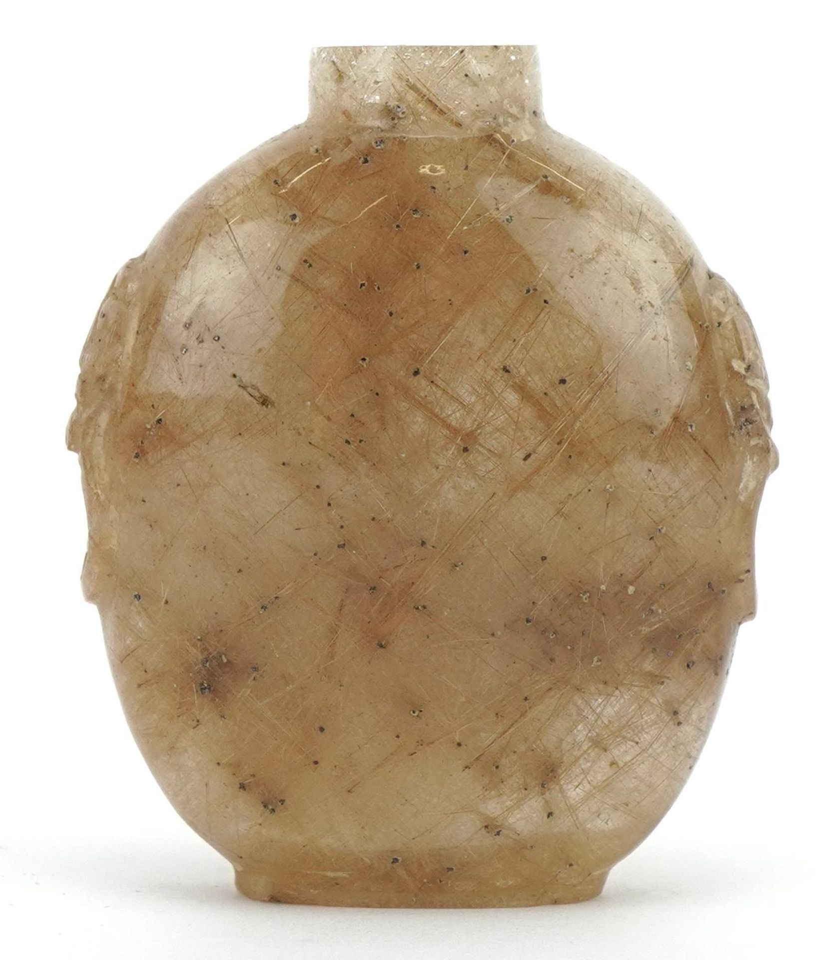 Chinese rock crystal snuff bottle carved with a water dragon, 5cm high - Image 2 of 3