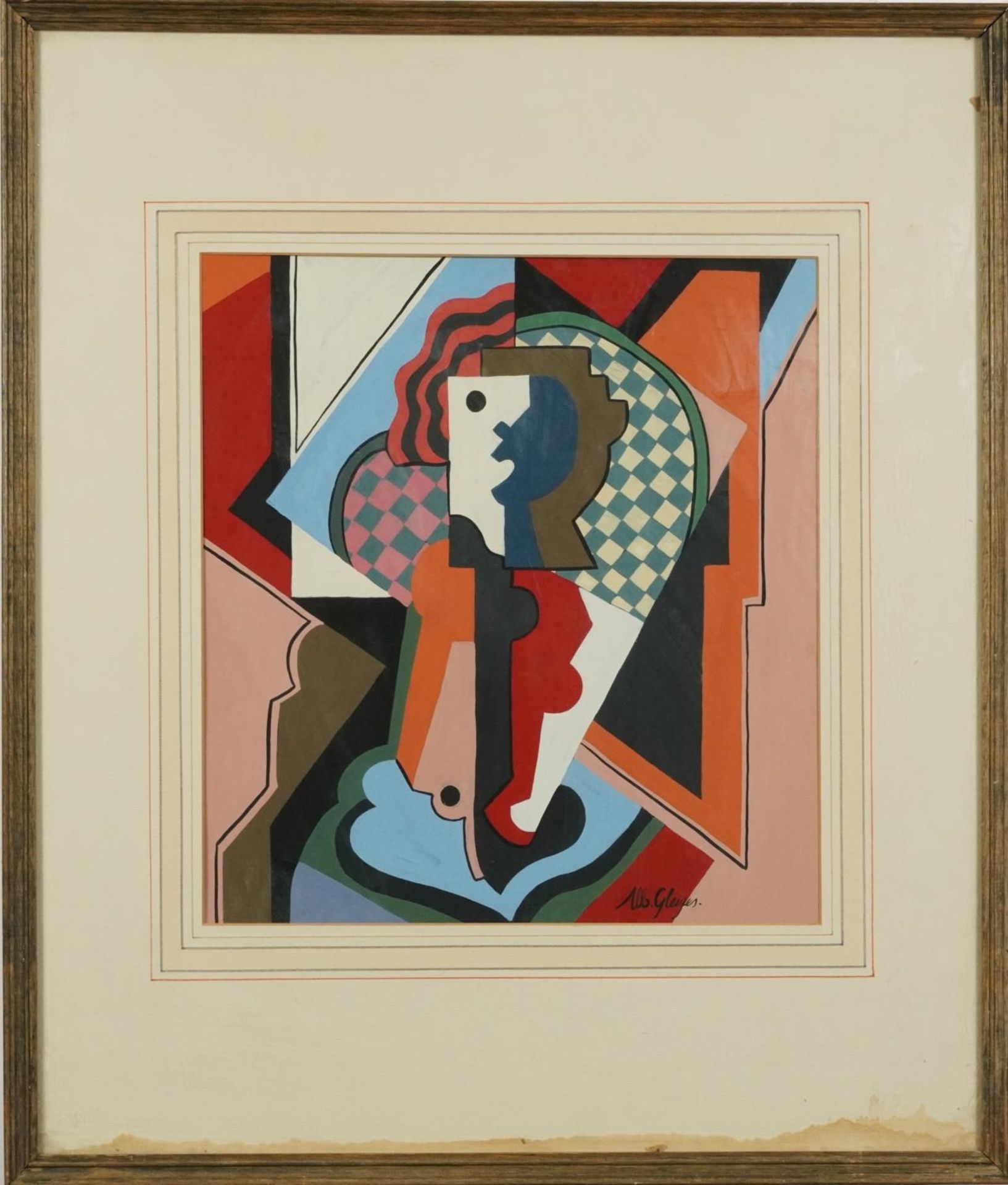 Art Deco style personnage figure, French school gouache on paper, mounted, framed and glazed, 32cm x - Image 2 of 4