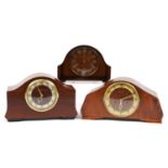 Three mahogany cased striking and Westminster chime mantle clocks comprising Smiths, Seth Thomas and