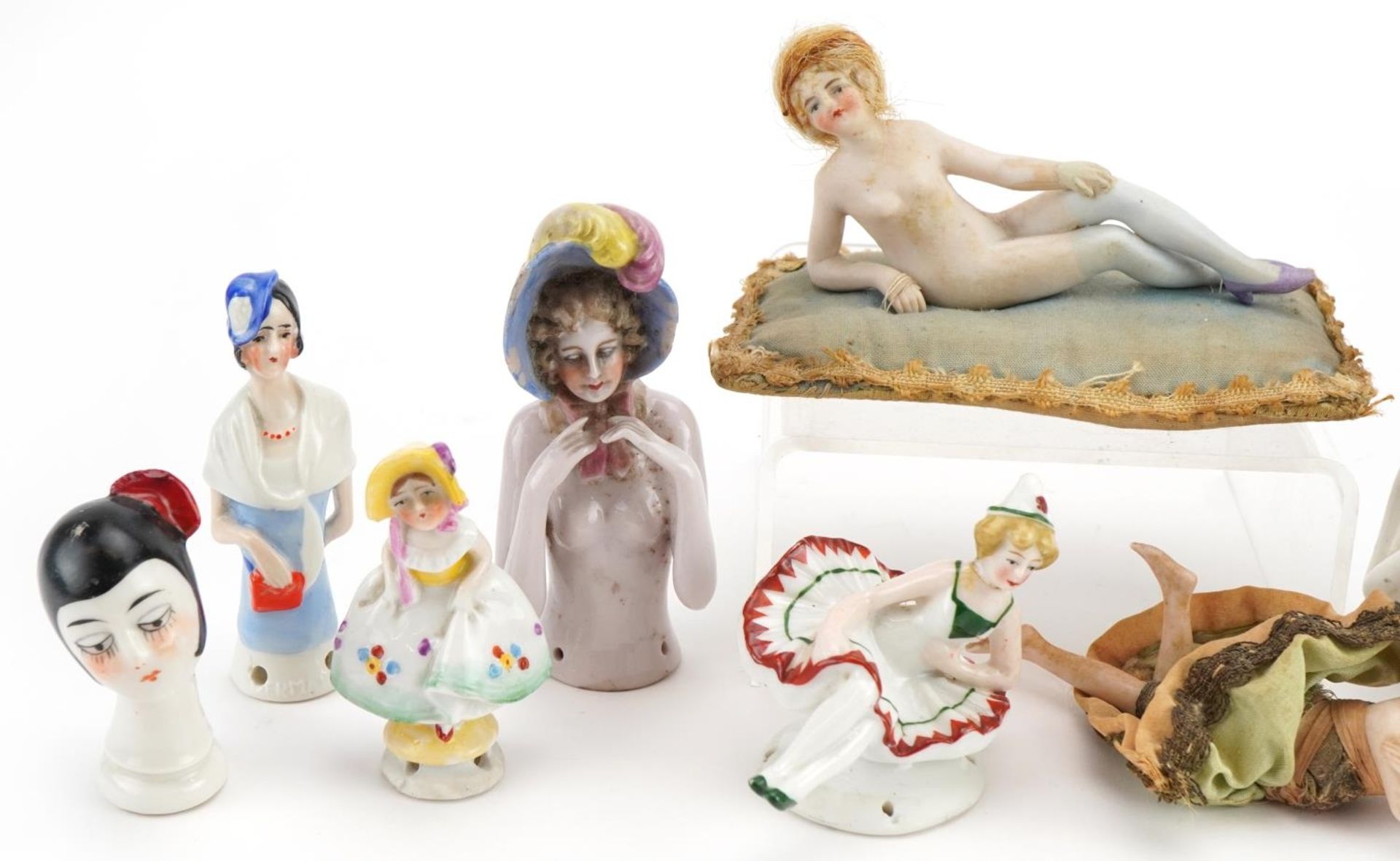 19th century and later porcelain including half pin dolls, the largest 11cm wide - Image 2 of 4