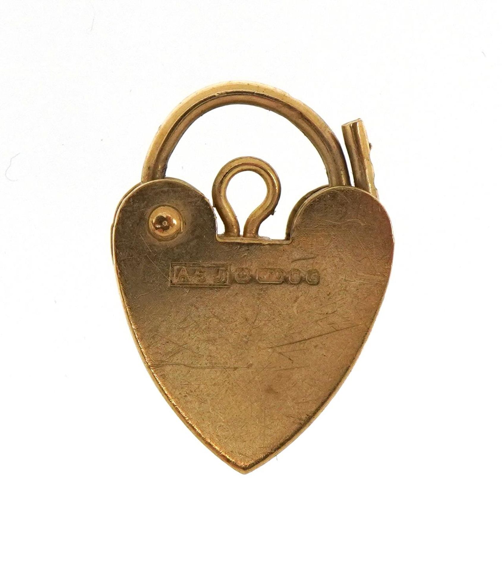 9ct gold love heart padlock, 1.8cm high, 1.6g - Bild 2 aus 3