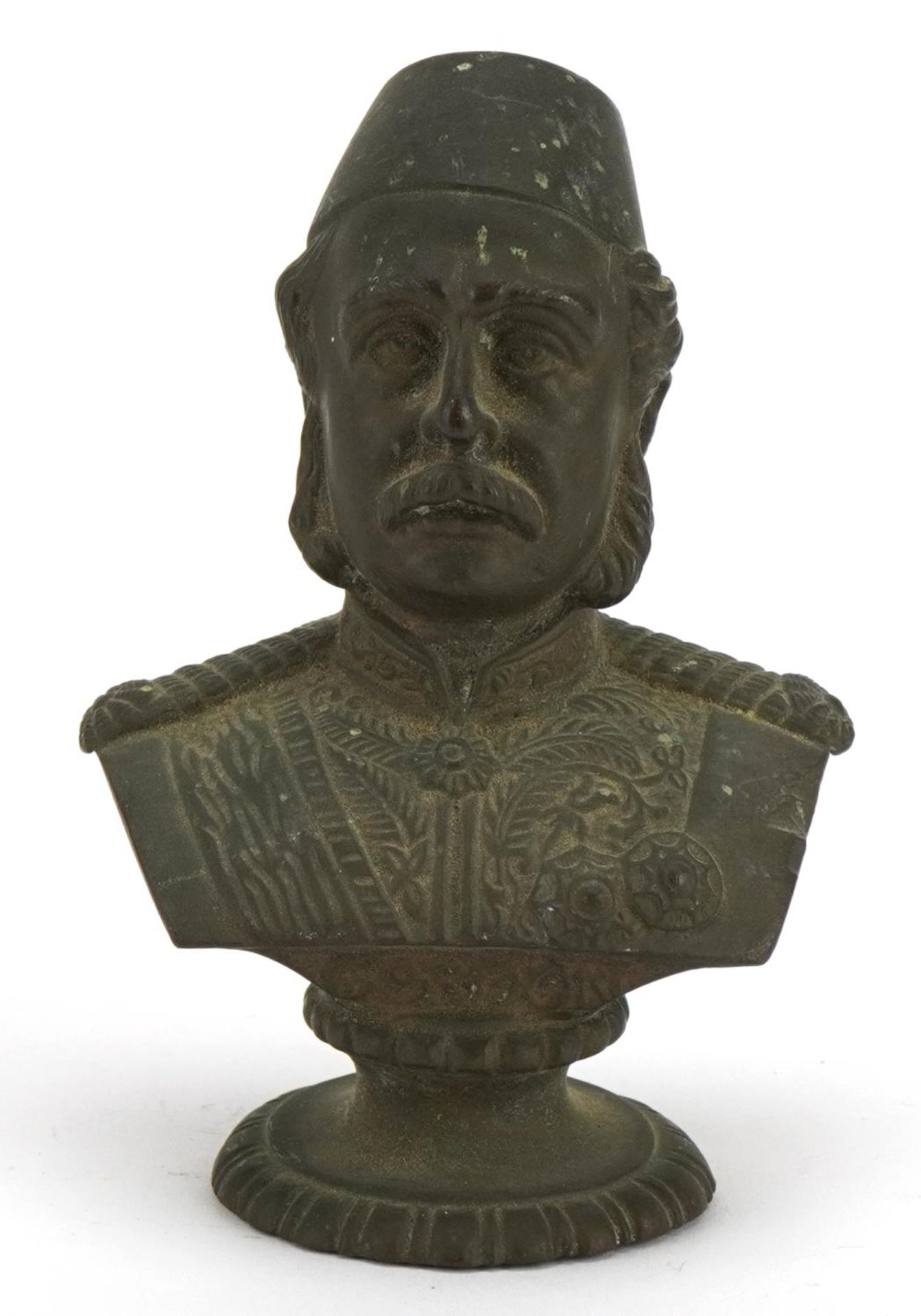 Military interest patinated bronze bust of General Gordon, 12cm high - Bild 2 aus 4