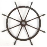 British military World War I phosphor bronze submarine wheel, 78cm in diameter