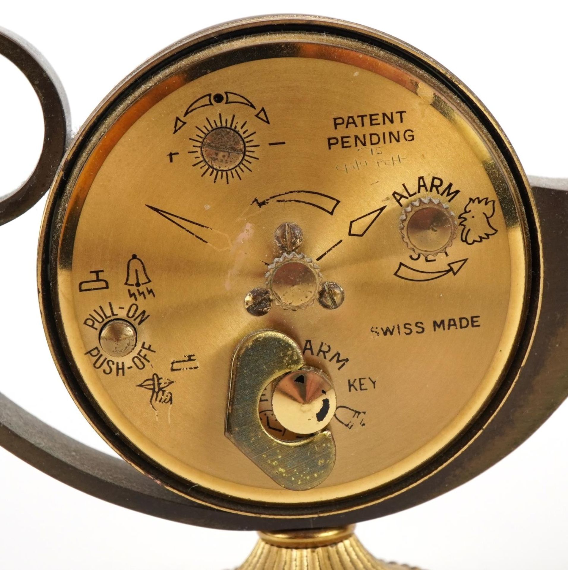 Two vintage Swiza clocks in the form of an oil lamp and chamber stick together with a Looping - Image 3 of 5