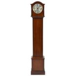 Oak Westminster chiming longcase clock, the silvered dial with Arabic numerals, 137cm high