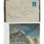 Mountaineering interest Hamish MacInnes signed letter cover and Base Camp Mount Everest card dated