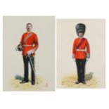 Full length portrait of soldiers wearing Sherwood Foresters and Honourable Artillery Company
