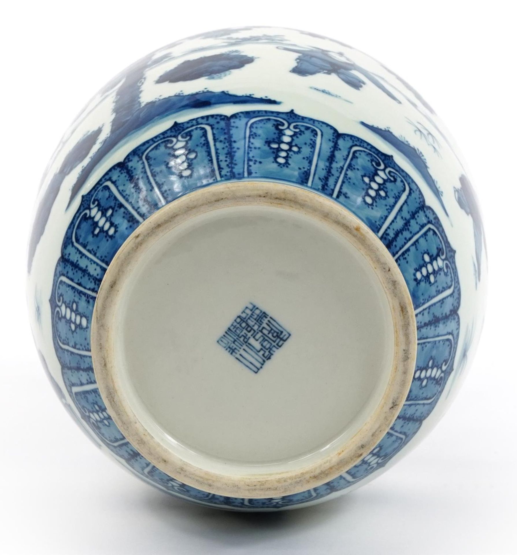 Chinese blue and white porcelain vase hand painted with children playing in a landscape, six - Image 3 of 3