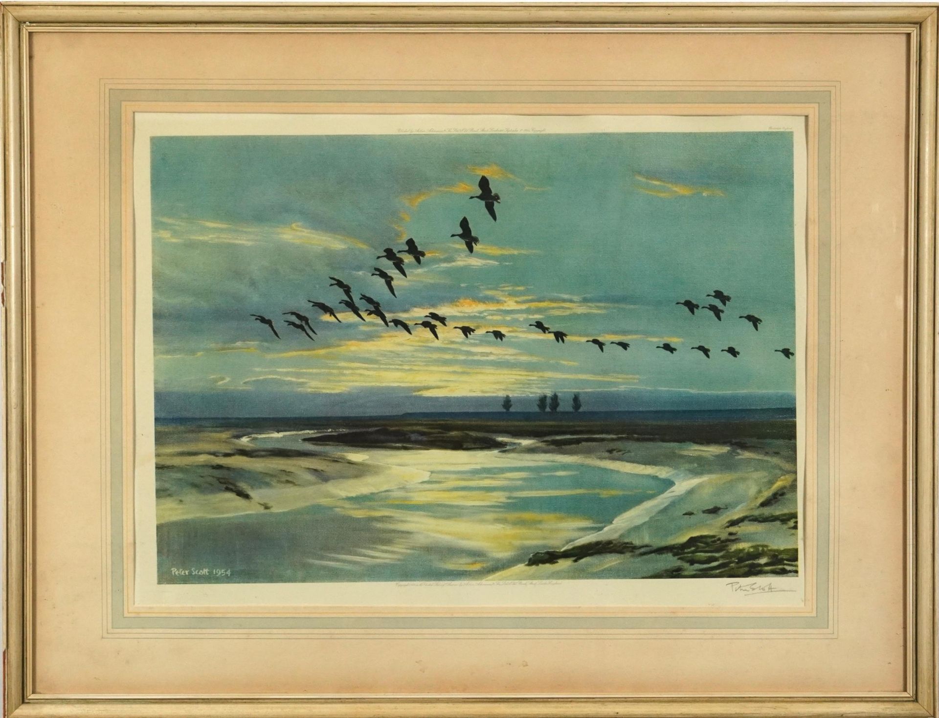 Peter Scott - Coastal scene with birds in flight, pencil signed print in colour, published by Arthur - Bild 2 aus 7
