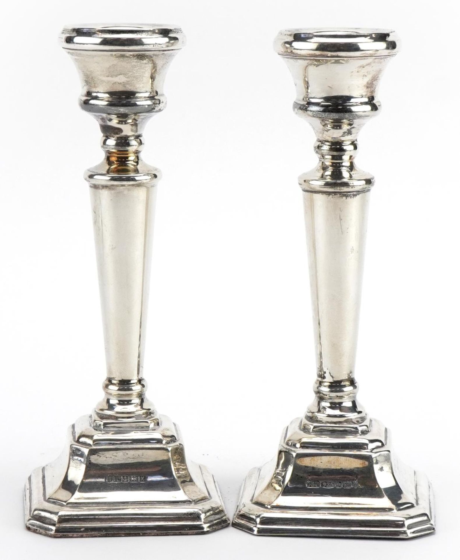 John Bull Ltd, matched pair of Elizabeth II silver square base candlesticks, Birmingham 1997 and - Image 2 of 4