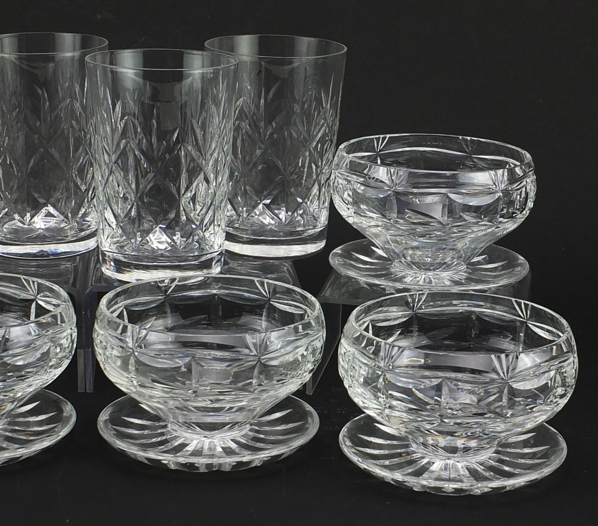 Set of six Stuart Crystal sundae dishes and set of four drinking glasses, the largest each 10.5cm - Bild 3 aus 6