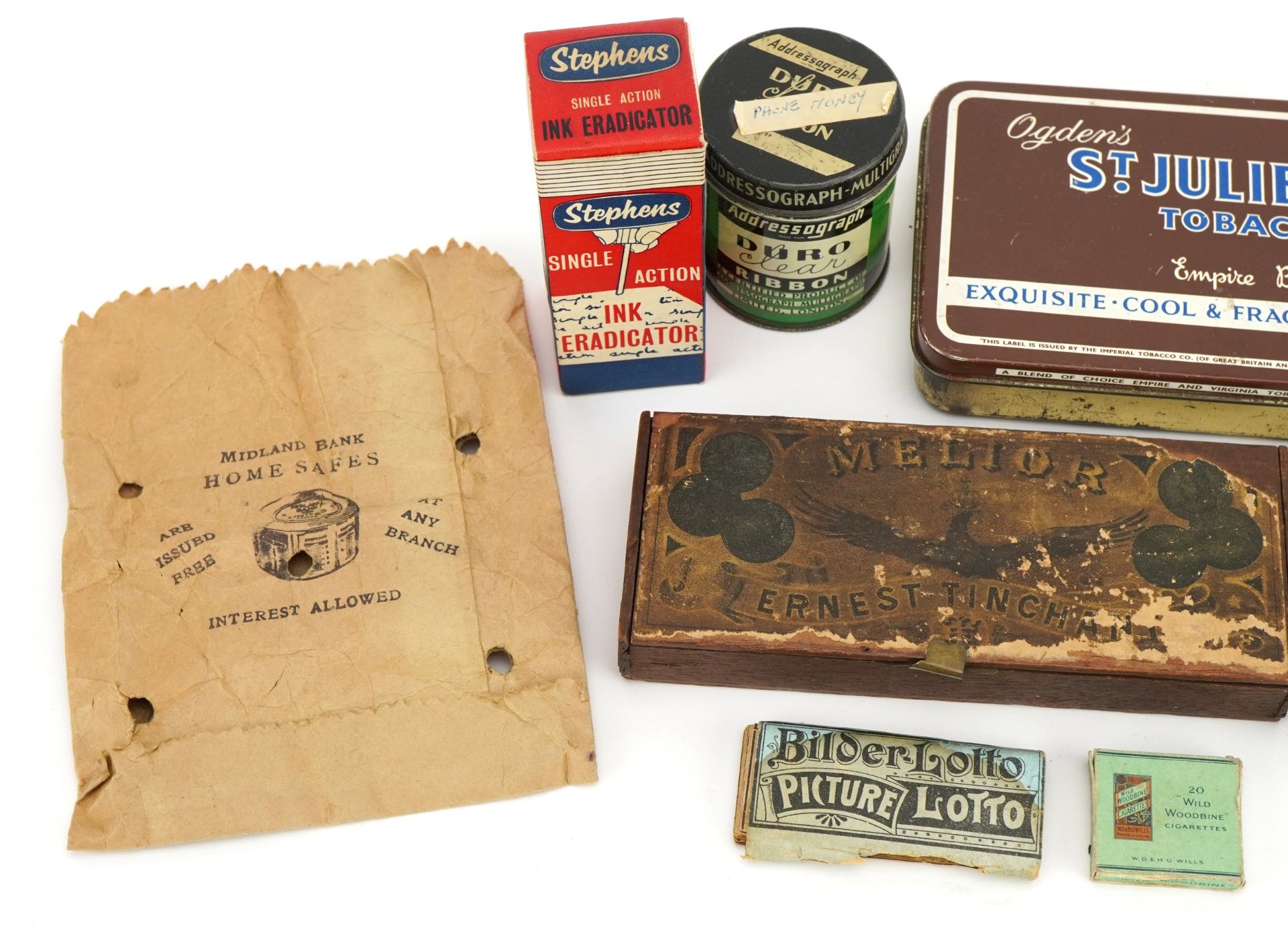 Vintage advertising including wooden Melior Tinchant box, tins and cardboard packets, some with - Bild 2 aus 3