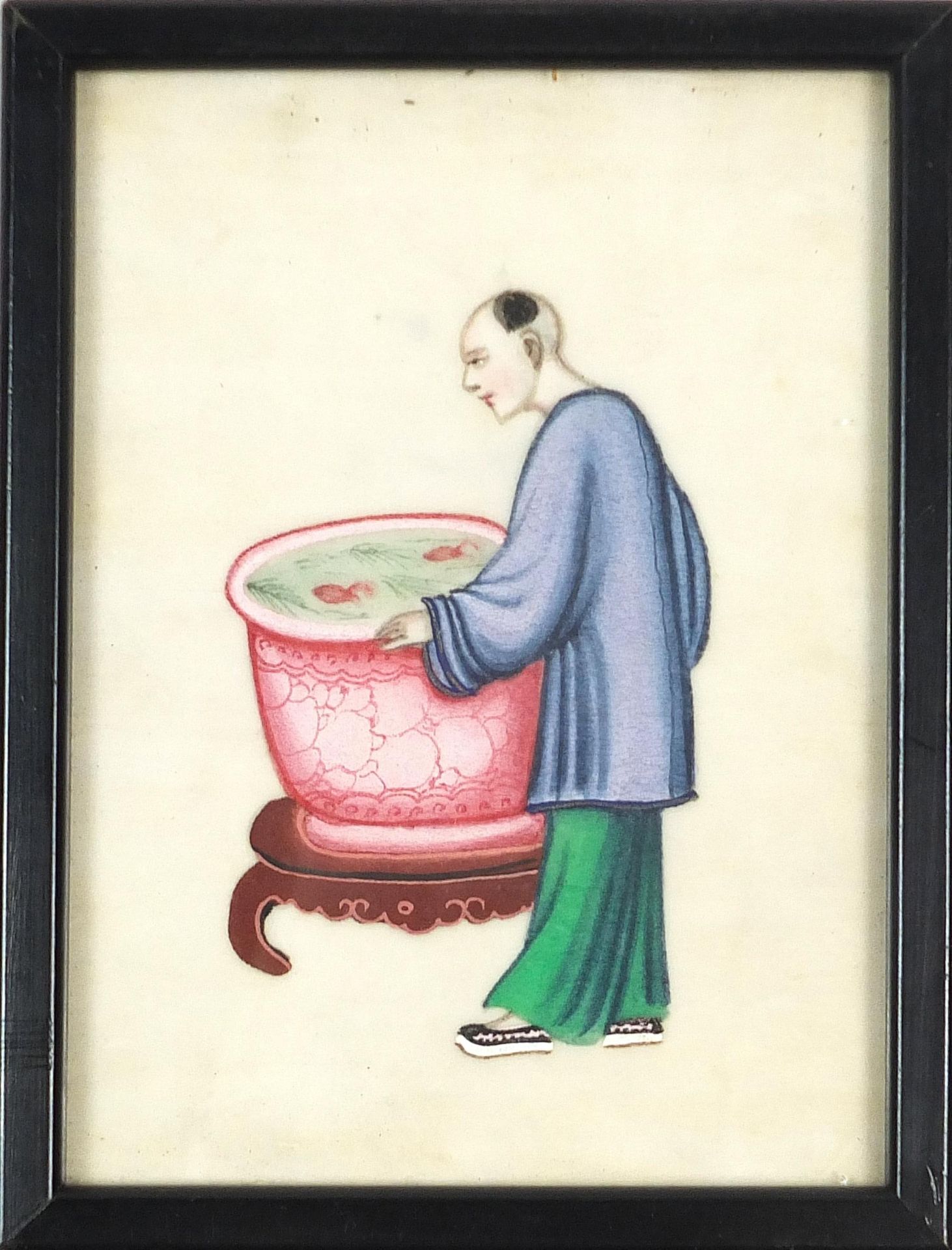 Empresses and attendants, set of five Chinese watercolours on pith paper, framed and glazed, each - Image 9 of 16