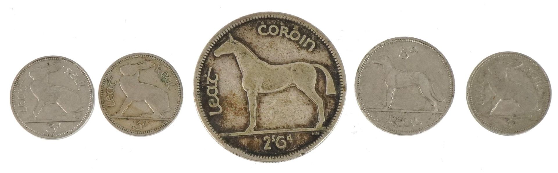 Five various Irish coins