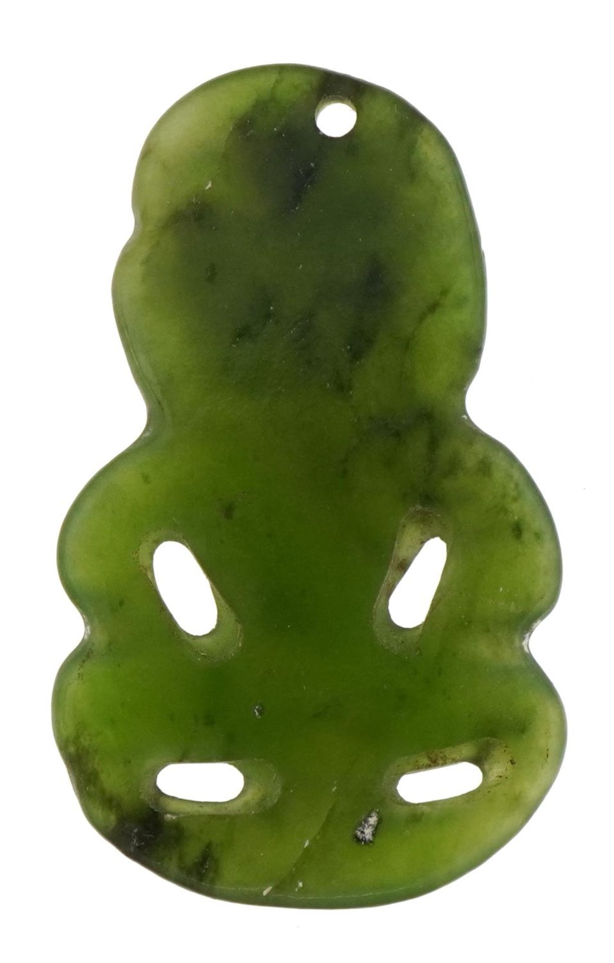 New Zealand green jade tiki pendant, 4.0cm high, 6.2g - Bild 2 aus 2