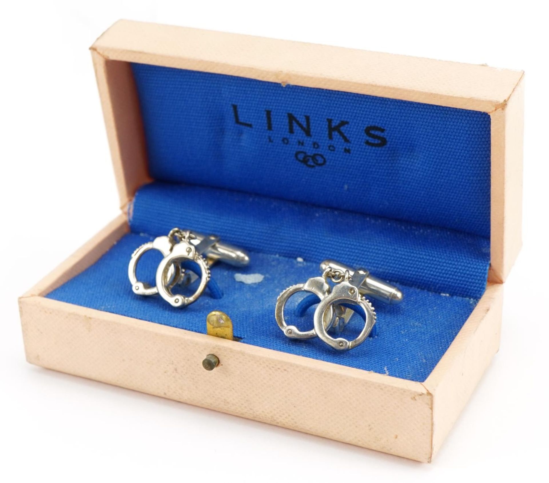 Links of London, pair of silver handcuff cufflinks housed in a Links of London box, 2.0cm wide, 8.8g - Bild 4 aus 5