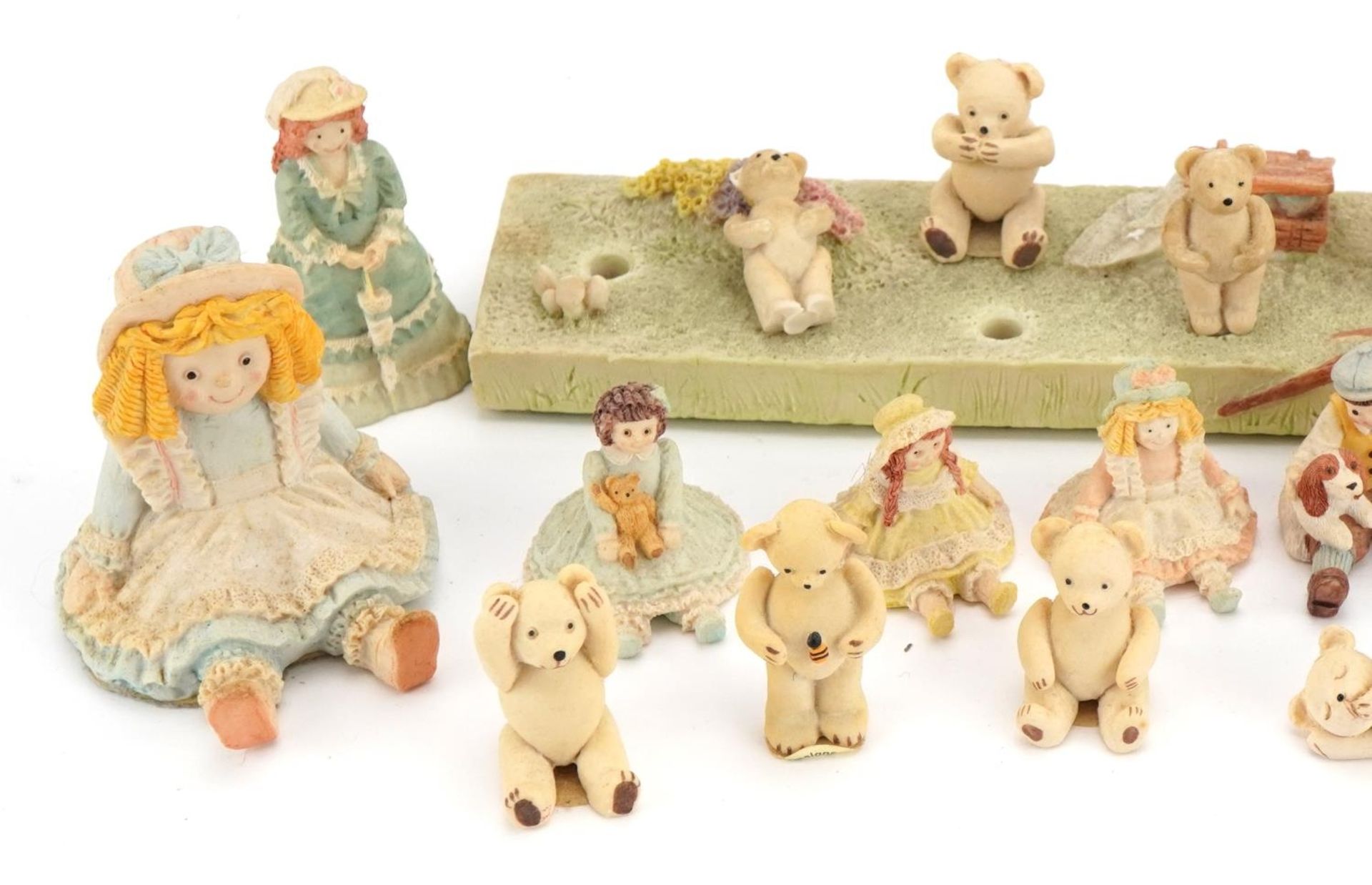 Collection of miniature Lammermuir teddybears on display stand and rag dolls, the largest 25.5cm - Image 2 of 4