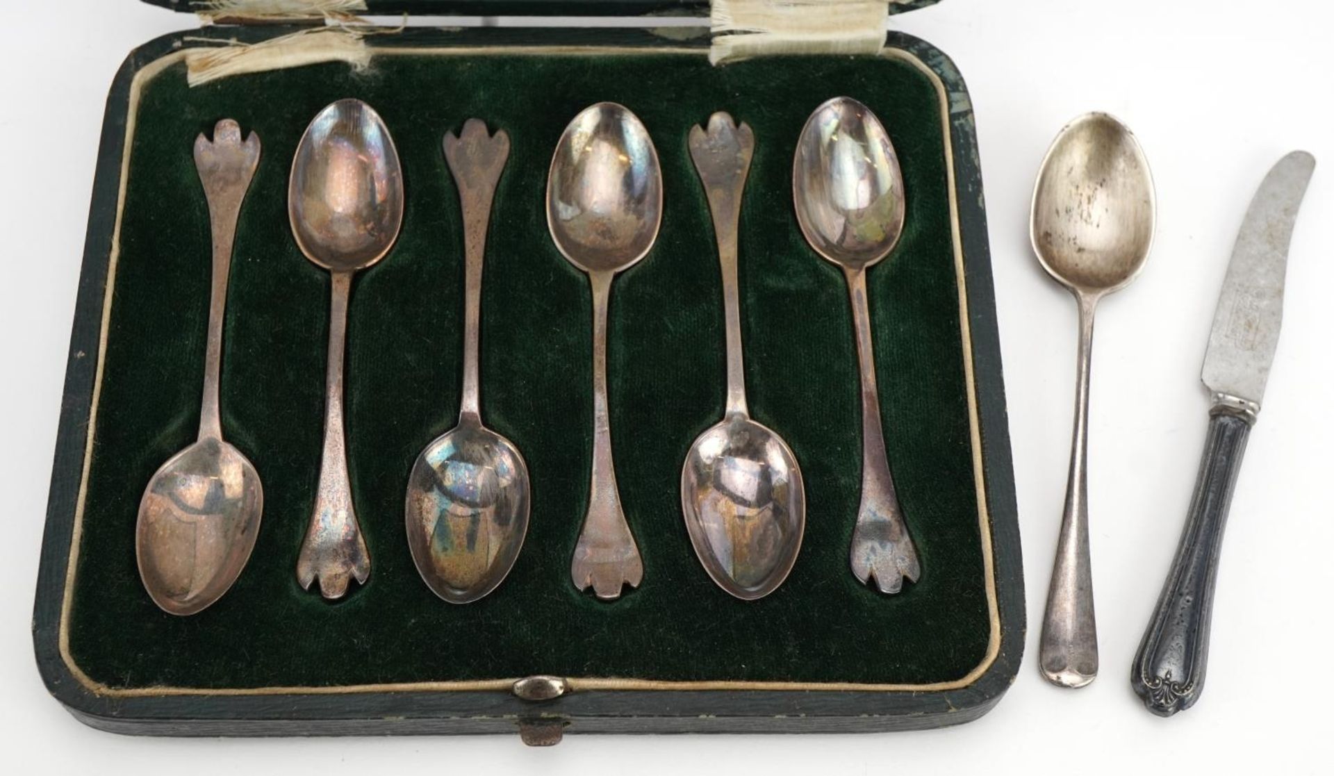 Silver cutlery including set of six silver teaspoons housed in a Mappin & Webb fitted case, - Image 2 of 4