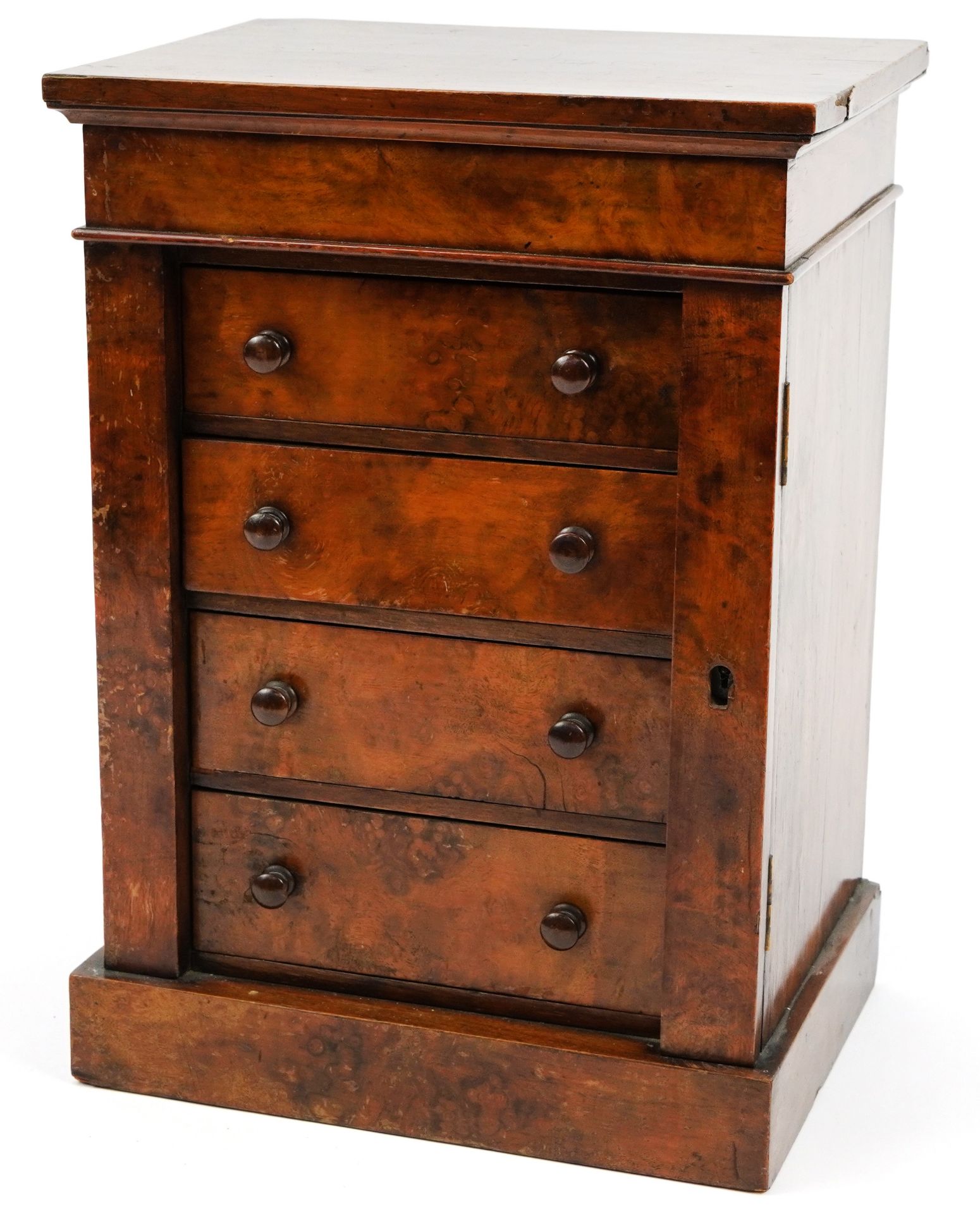 Victorian walnut four drawer specimen collector's chest, 42cm H x 30cm W x 22cm D