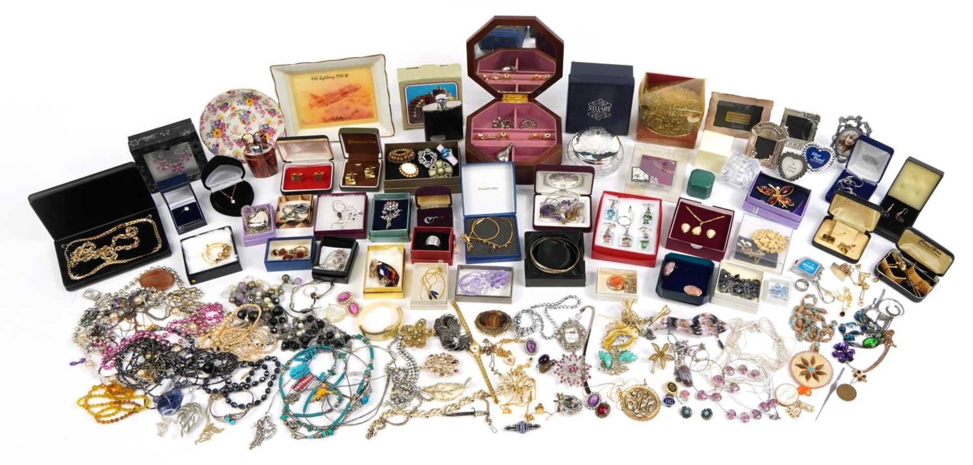 Large collection of vintage and later costume jewellery and wristwatches including brooches,