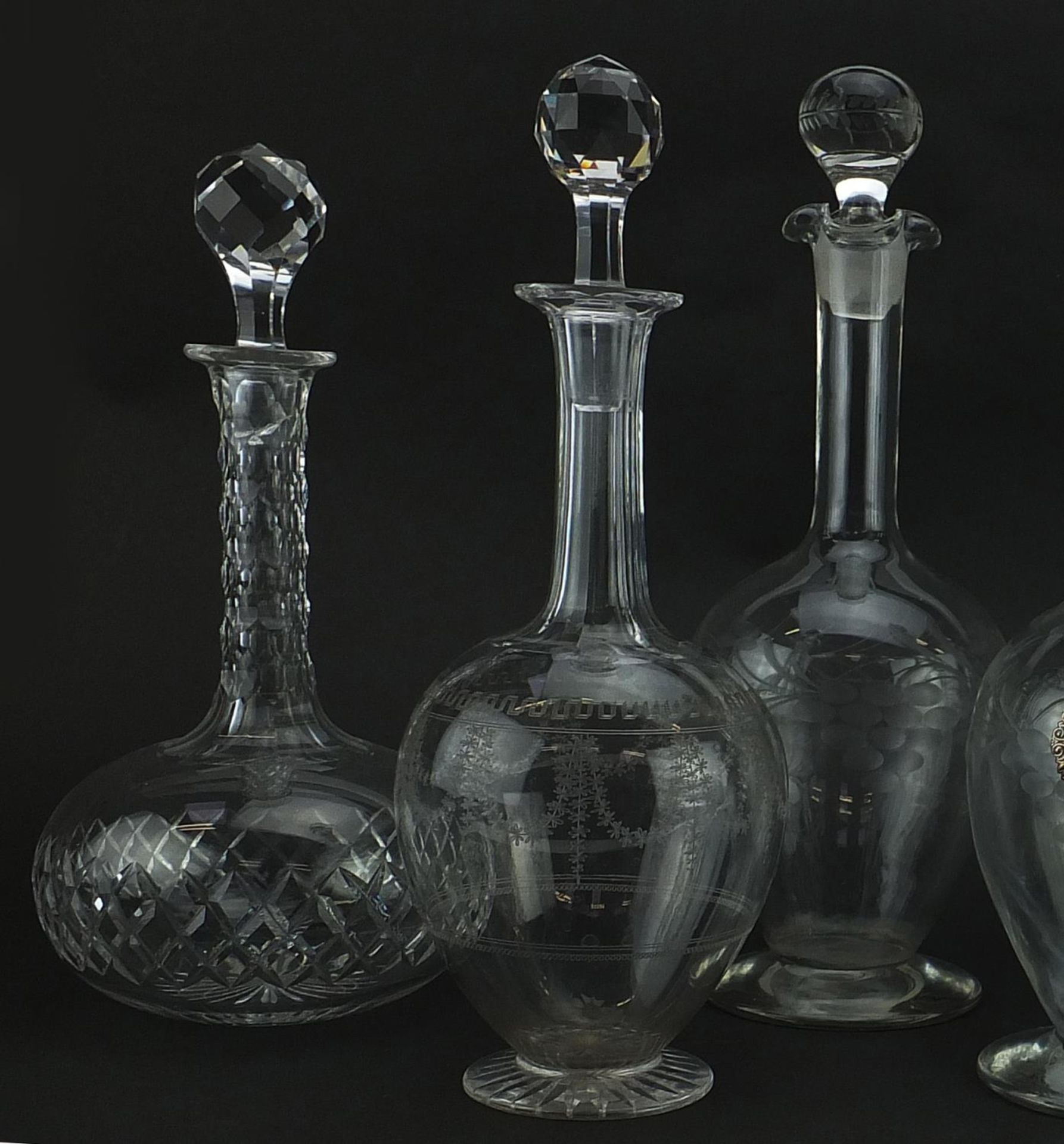 Six glass decanters including a pair of cut examples, the largest 33.5cm high - Image 2 of 3