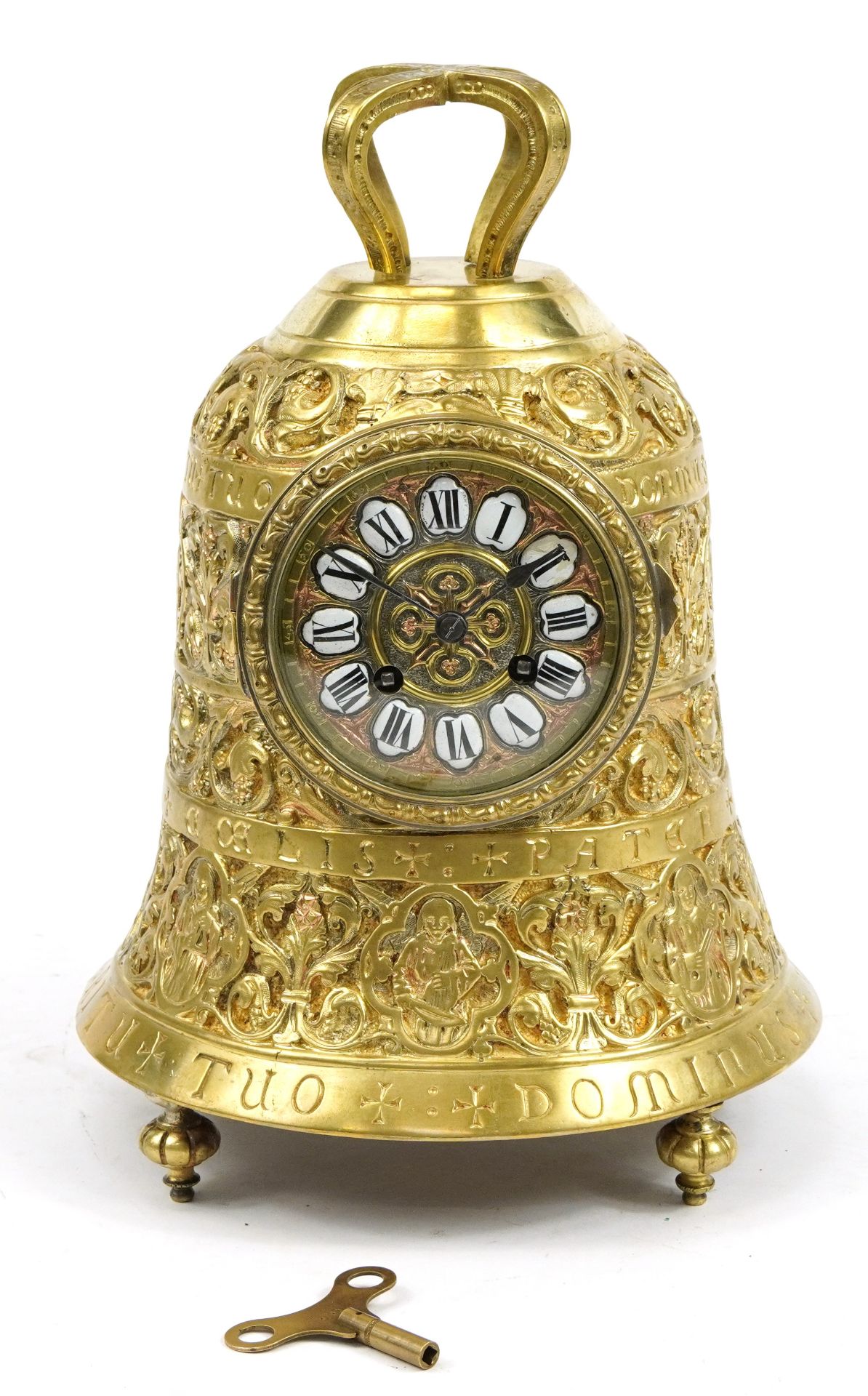 19th century ornate gilt metal bell shaped mantle clock having Roman numerals, the movement named - Bild 2 aus 5
