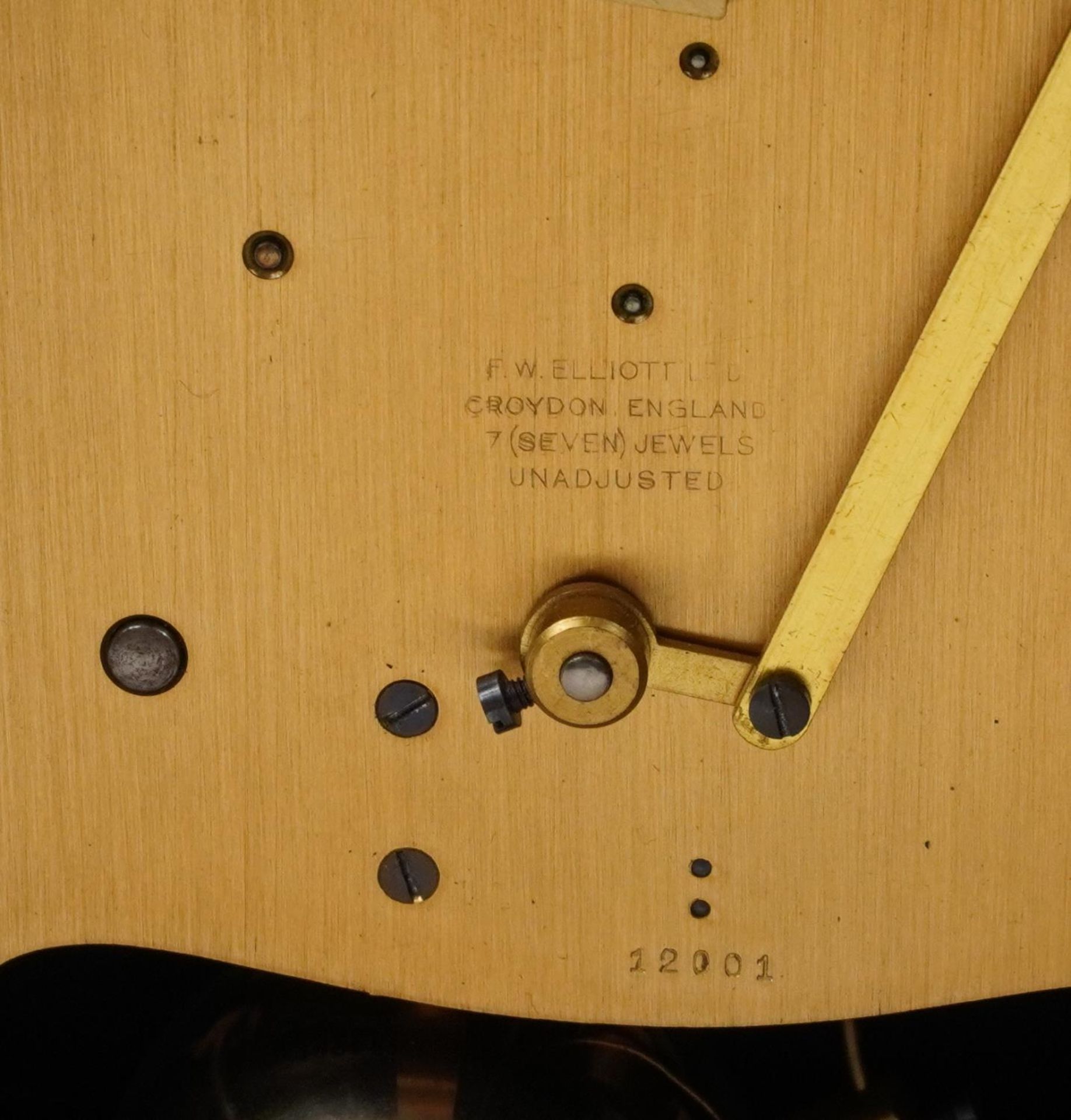 Burr walnut Elliott mantle clock retailed by The Alexander Clark Co Ltd, 26.5cm high - Image 4 of 4