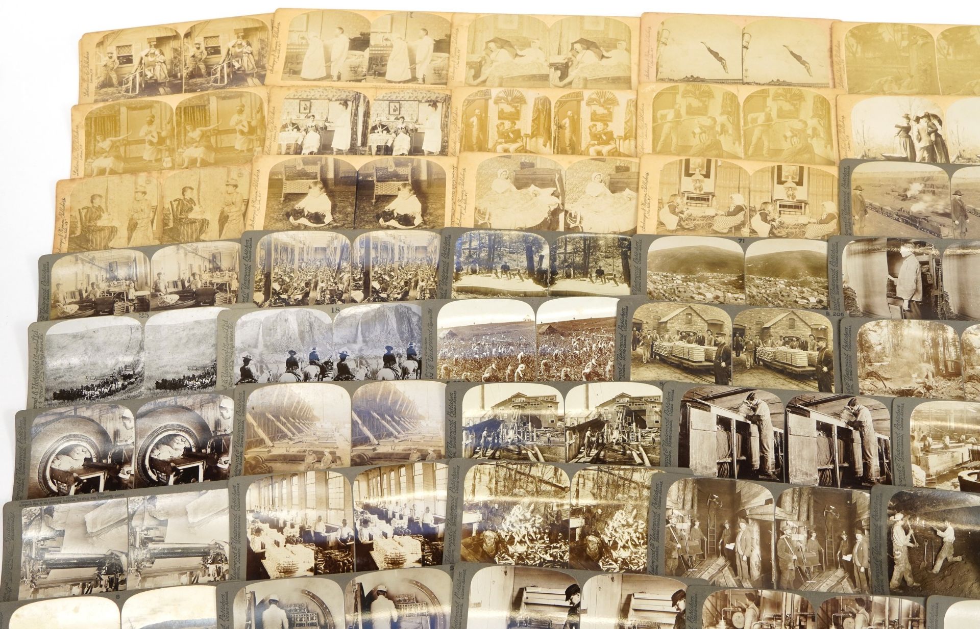 Collection of Underwood stereoscopic view cards including open pit iron mining - Image 2 of 5