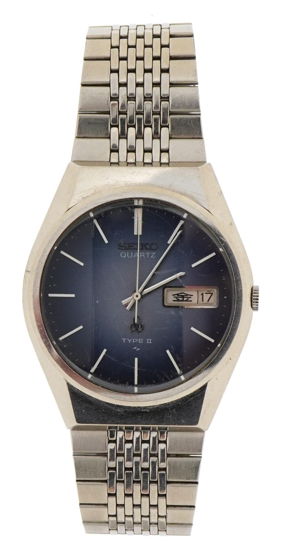 Seiko, gentlemen's Seiko type II stainless steel quartz wristwatch with date aperture, the case - Bild 3 aus 7