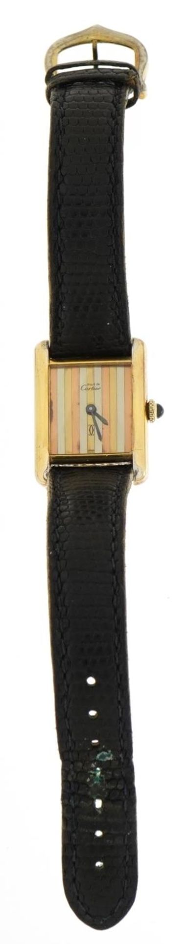 Cartier, vintage ladies Cartier Must De Cartier silver gilt wristwatch with certificate of origin - Bild 2 aus 6