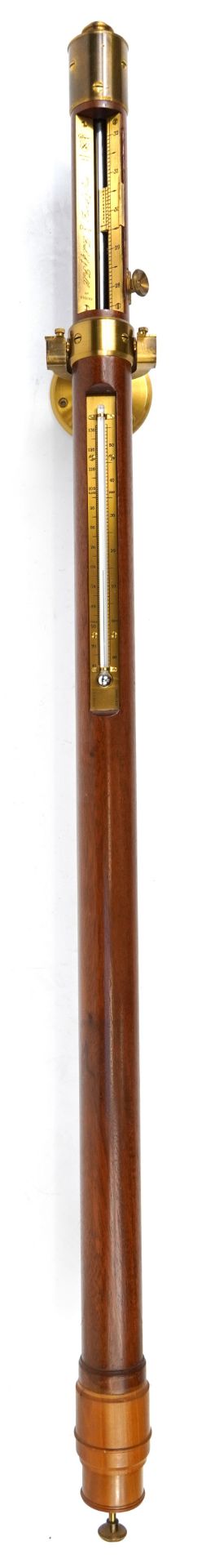 Mahogany and brass ship's stick barometer by Culpeper Instruments numbered 059/82, 96.5cm in length