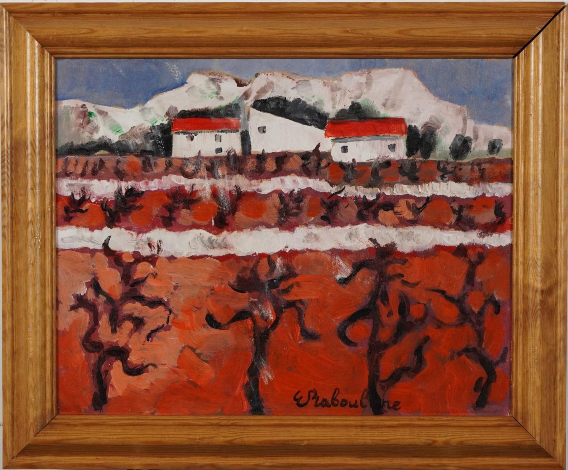 Eugene Baboulene - Continental landscape with villas, French oil on board, framed, 34.5cm x 27cm - Image 2 of 4