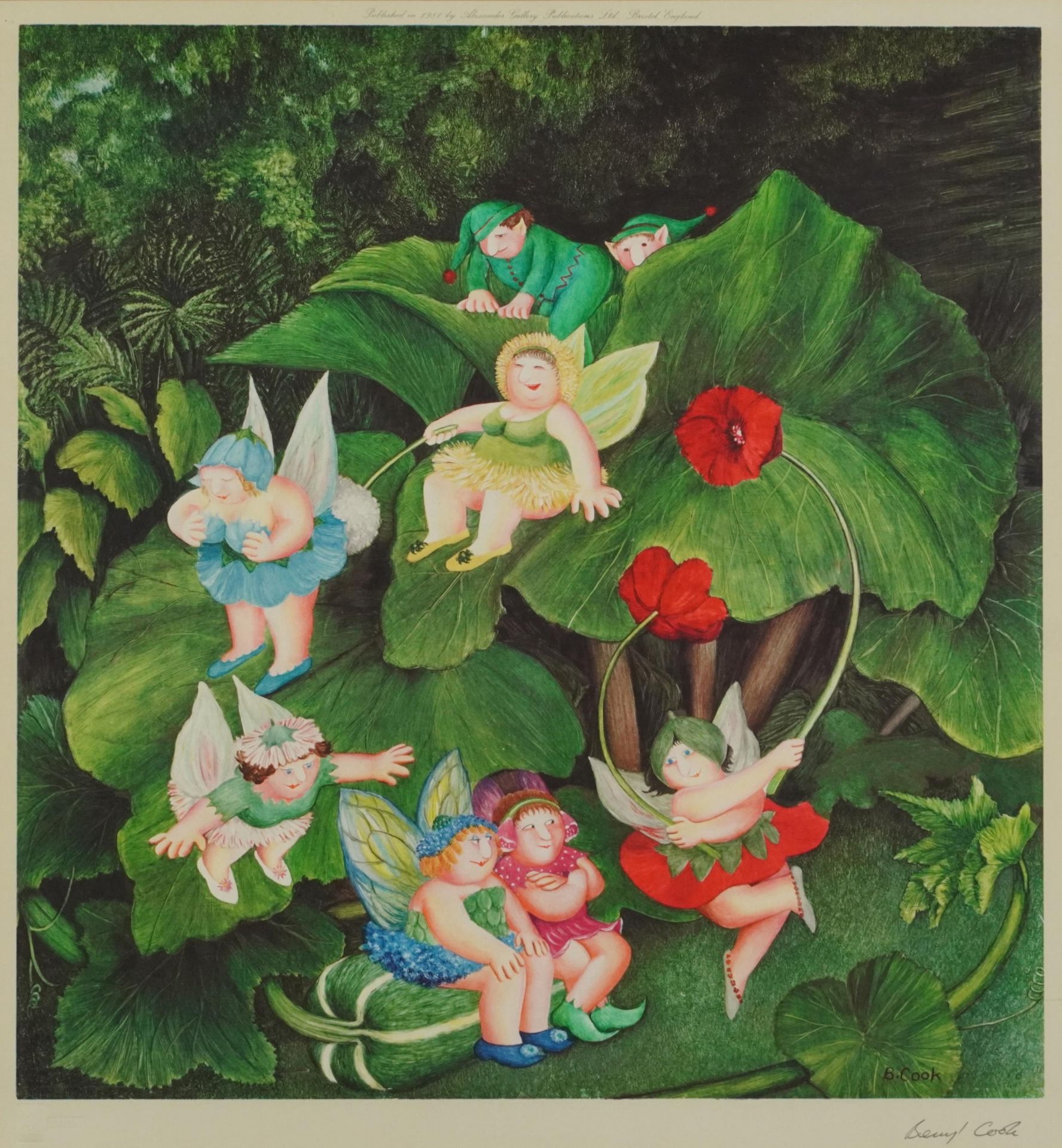 Beryl Cook - Fairy Dell, pencil signed print in colour with embossed watermark, mounted, framed