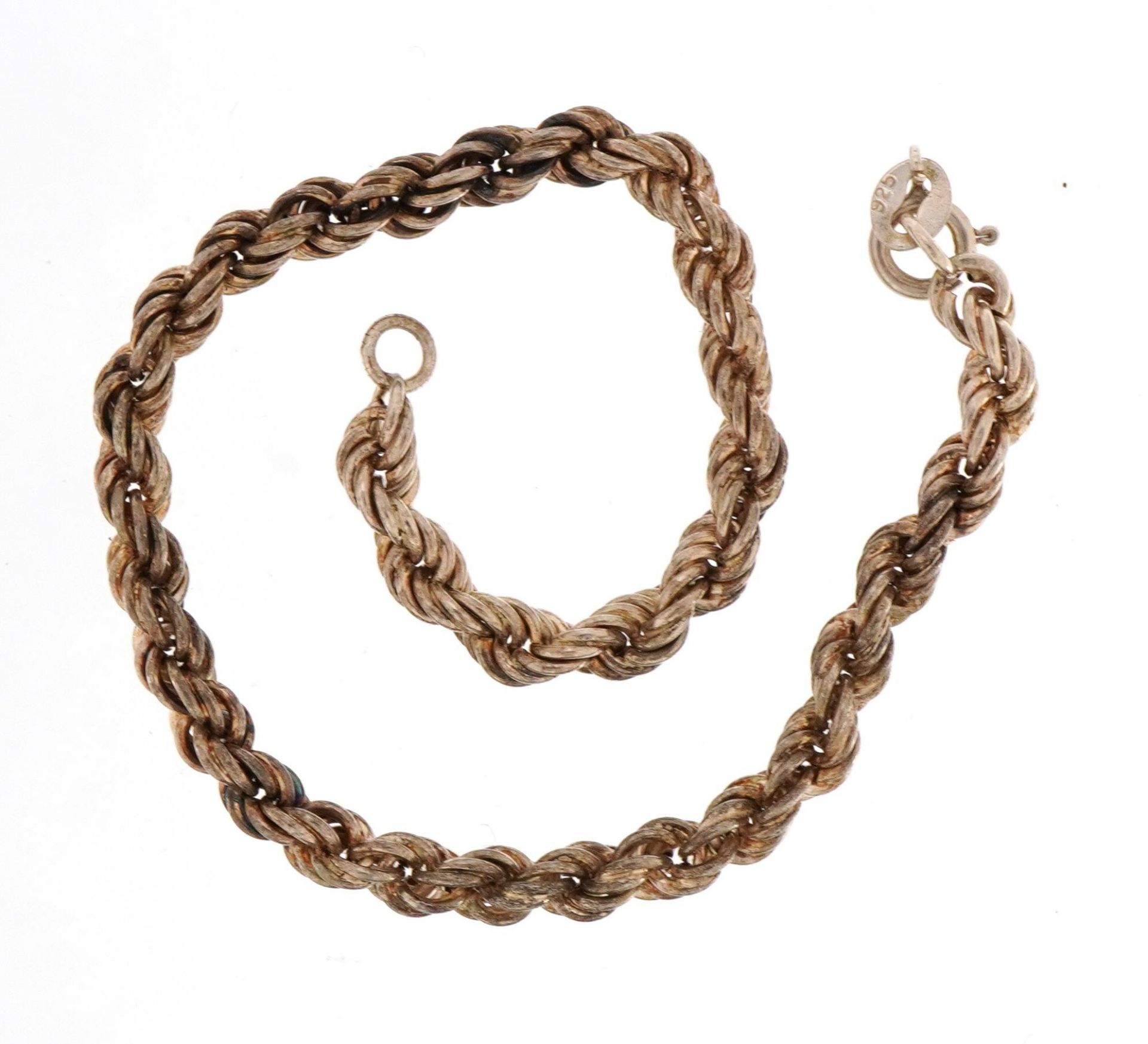 Silver rope twist bracelet stamped 925, 8.5cm in length, 4.6g - Image 3 of 3