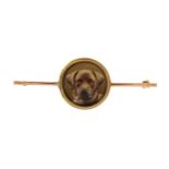 William Bishop Ford, Victorian unmarked gold enamel dog brooch inscribed W B Ford 1875 to the