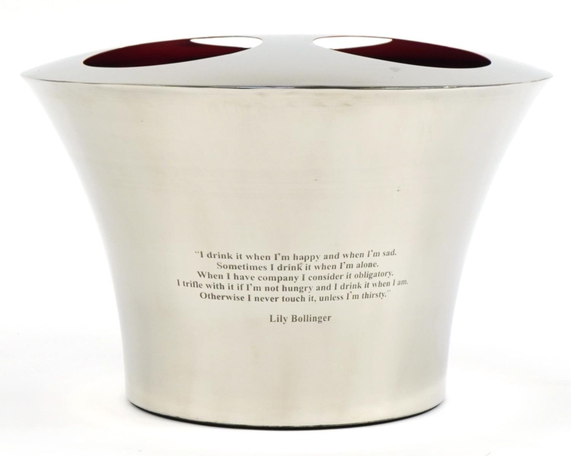 Three bottle Champagne ice bucket with Napoleon Bonaparte and Lily Bollinger mottos, 58cm high x - Image 2 of 3