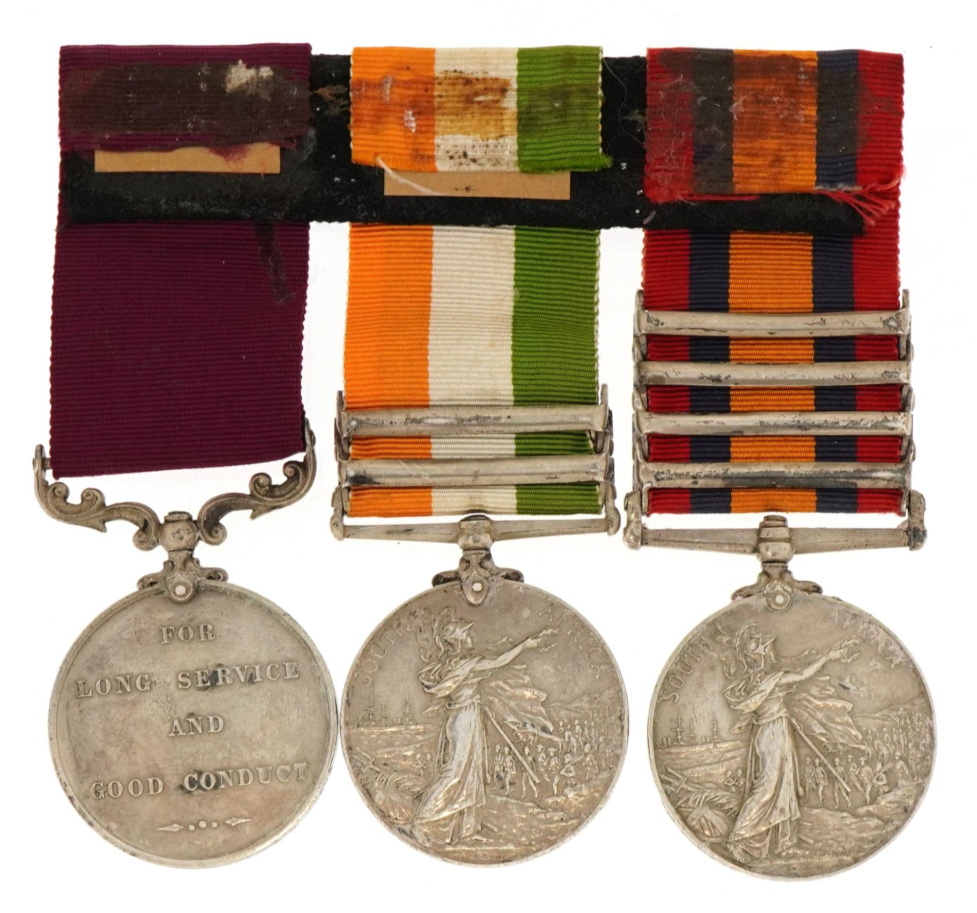 British military three medal group comprising Queen's South Africa Medal with Belfast, Relief of - Bild 3 aus 6