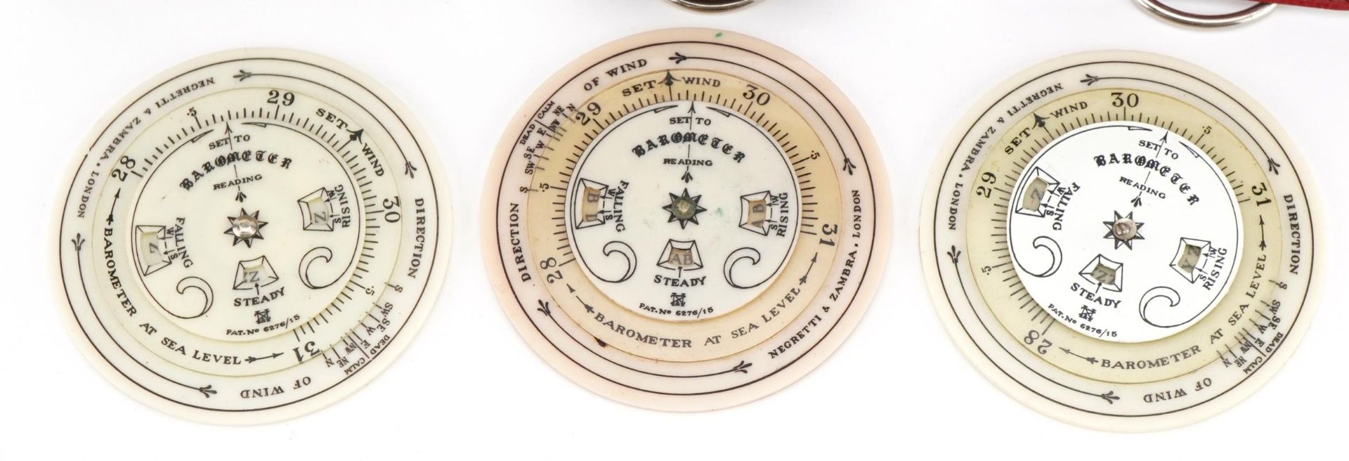Three Negretti & Zambra pocket weather forecasters and a desk compass with faux tortoiseshell mount, - Image 3 of 4
