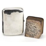 Victorian rectangular silver cigarette case and a silver mounted book of common prayer, the