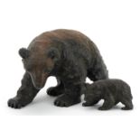 Two Black Forest carved wood bears, the largest 22cm in length