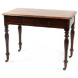 Victorian mahogany side table with two frieze drawers, 73cm H x 96cm W x 55cm D