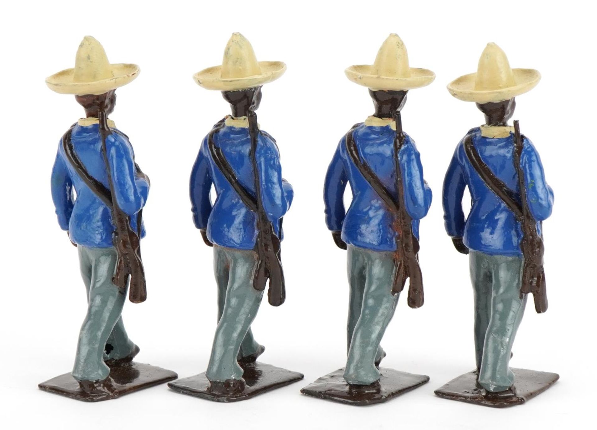 Four vintage Britains hand painted lead African soldiers, 6.5cm high - Image 2 of 4